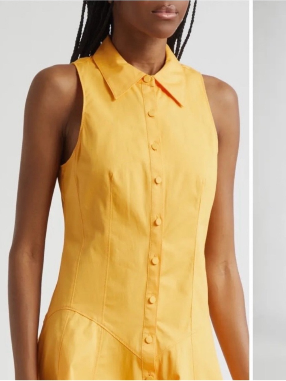 Cinq à Sept Poppy Sleeveless Stretch Twill Shirtdress in Ginger Orange - Picture 3 of 9